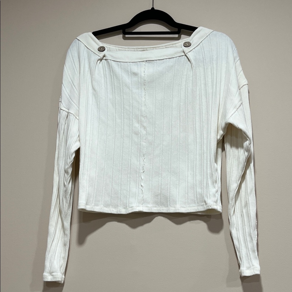 Free People White Ribbed Women's Top